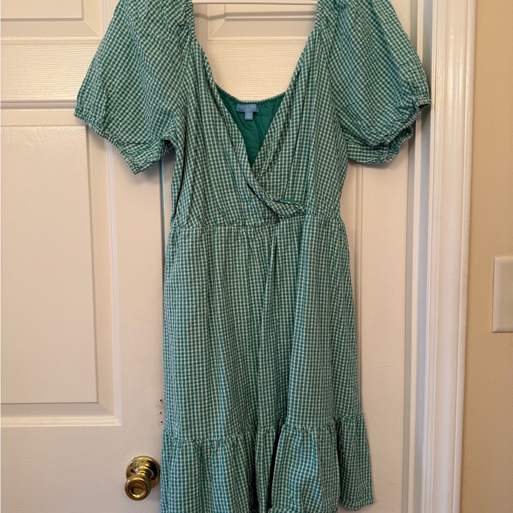 Draper James Green Gingham Midi Dress